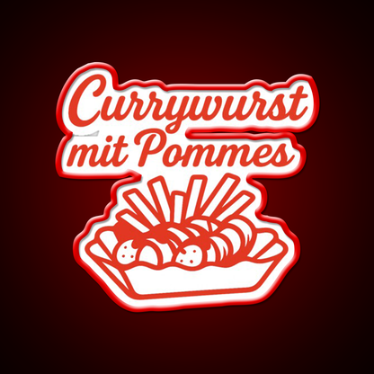 Currywurst With Fries Fast Food Led Neon Sign For Burger Place Rgb Color