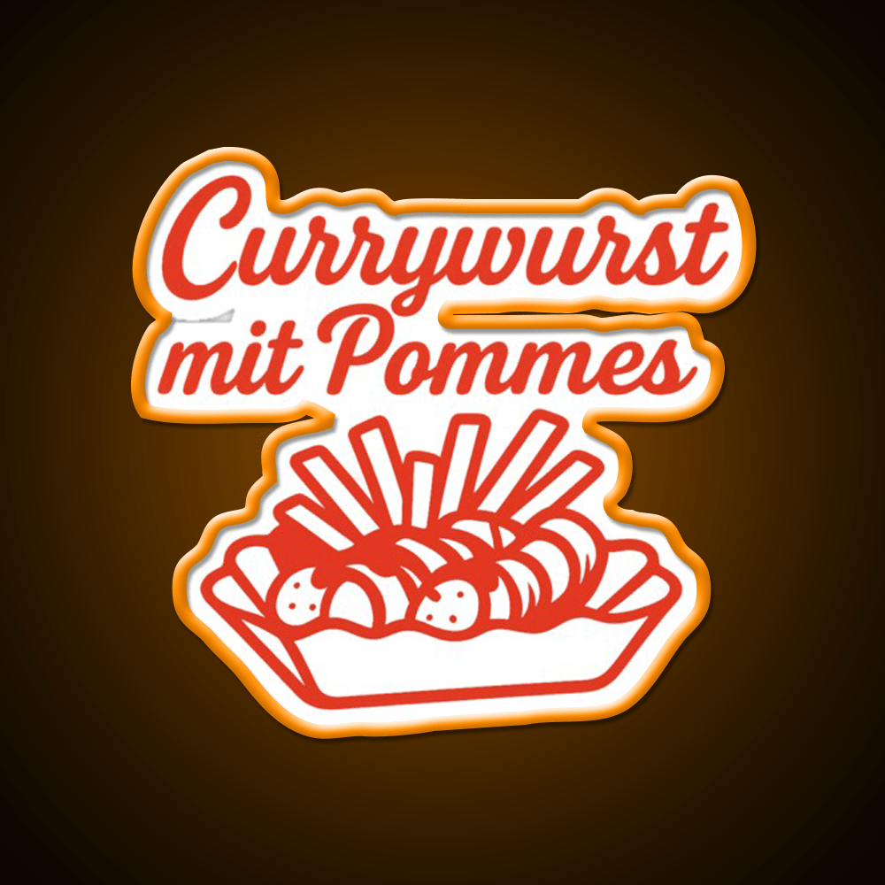 Currywurst With Fries Fast Food Led Neon Sign For Burger Place Rgb Color - Shineneon
