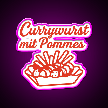 Currywurst With Fries Fast Food Led Neon Sign For Burger Place Rgb Color - Shineneon