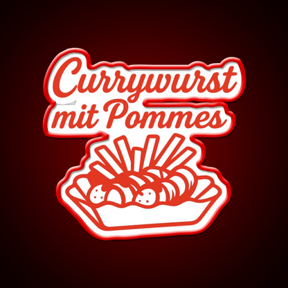 Currywurst With Fries Fast Food Led Neon Sign For Burger Place Rgb Color - Shineneon