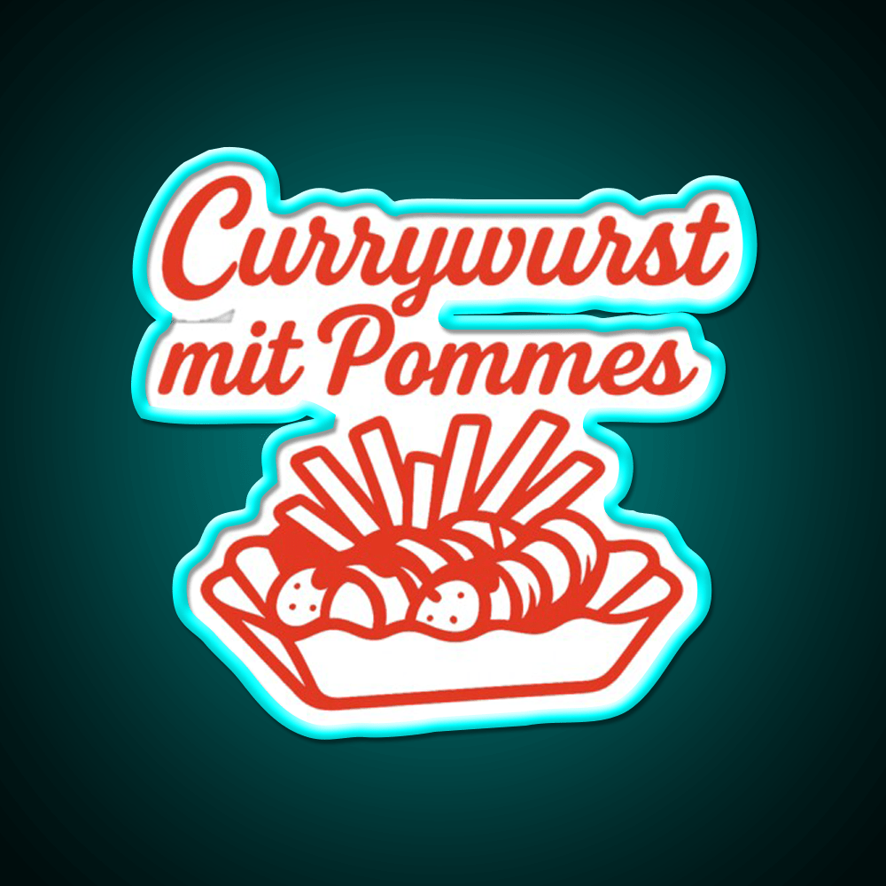 Currywurst With Fries Fast Food Led Neon Sign For Burger Place Rgb Color - Shineneon