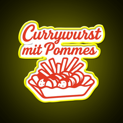 Currywurst With Fries Fast Food Led Neon Sign For Burger Place Rgb Color - Shineneon