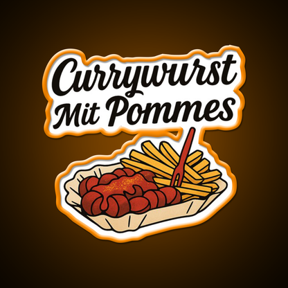Currywurst With Fries Fast Food Led Neon Sign For Burger Place Wall Art Rgb Color