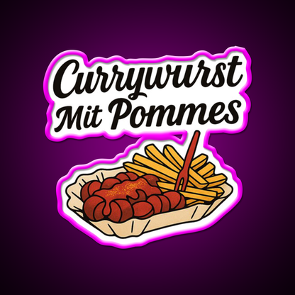 Currywurst With Fries Fast Food Led Neon Sign For Burger Place Wall Art Rgb Color