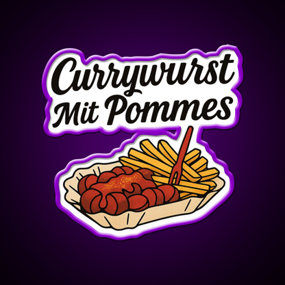 Currywurst With Fries Fast Food Led Neon Sign For Burger Place Wall Art Rgb Color
