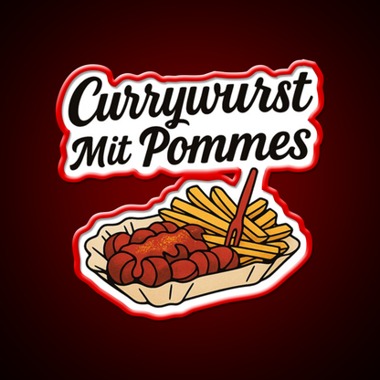 Currywurst With Fries Fast Food Led Neon Sign For Burger Place Wall Art Rgb Color