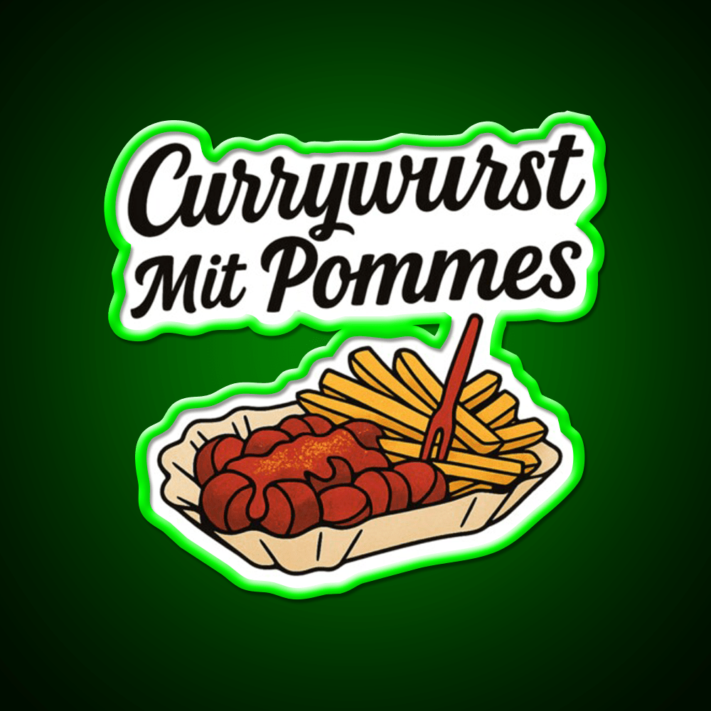 Currywurst With Fries Fast Food Led Neon Sign For Burger Place Wall Art Rgb Color - Shineneon