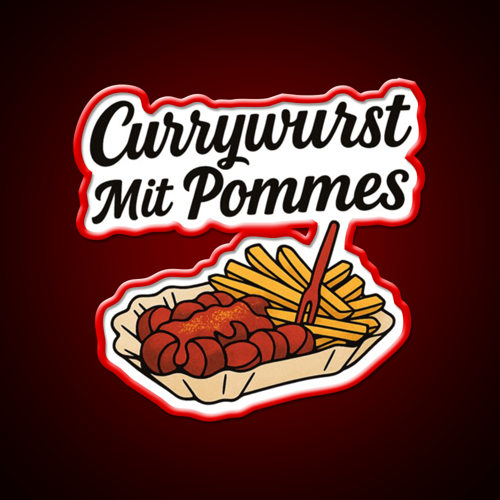 Currywurst With Fries Fast Food Led Neon Sign For Burger Place Wall Art Rgb Color - Shineneon