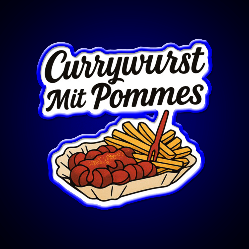 Currywurst With Fries Fast Food Led Neon Sign For Burger Place Wall Art Rgb Color - Shineneon