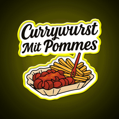 Currywurst With Fries Fast Food Led Neon Sign For Burger Place Wall Art Rgb Color