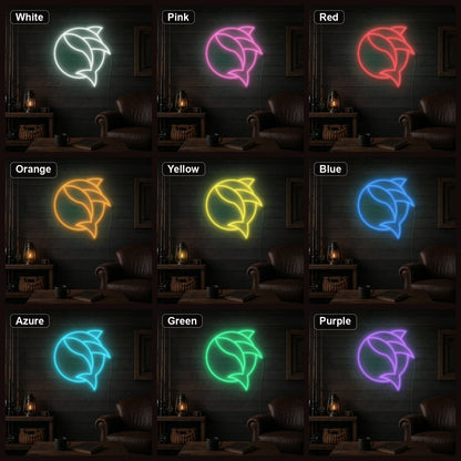 Curved Fish Inside Broken Circle LED Neon Sign color grid