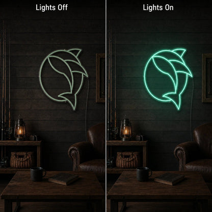 Curved Fish Inside Broken Circle LED Neon Sign - Shineneon