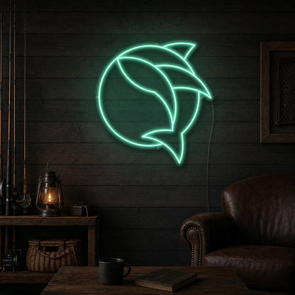 Curved Fish Inside Broken Circle LED Neon Sign - Shineneon
