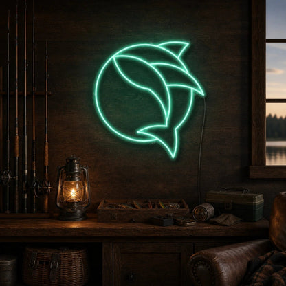Curved Fish Inside Broken Circle LED Neon Sign - Shineneon