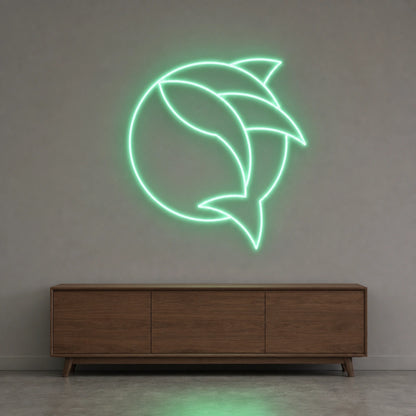 Curved Fish Inside Broken Circle LED Neon Sign Garage Neon Sign size image