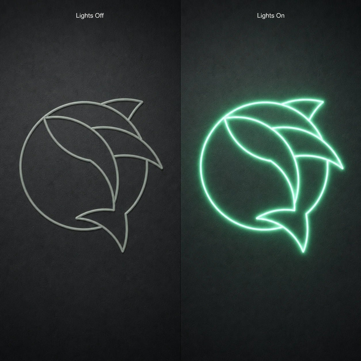 Curved Fish Inside Broken Circle LED Neon Sign Garage Neon Sign - Shineneon