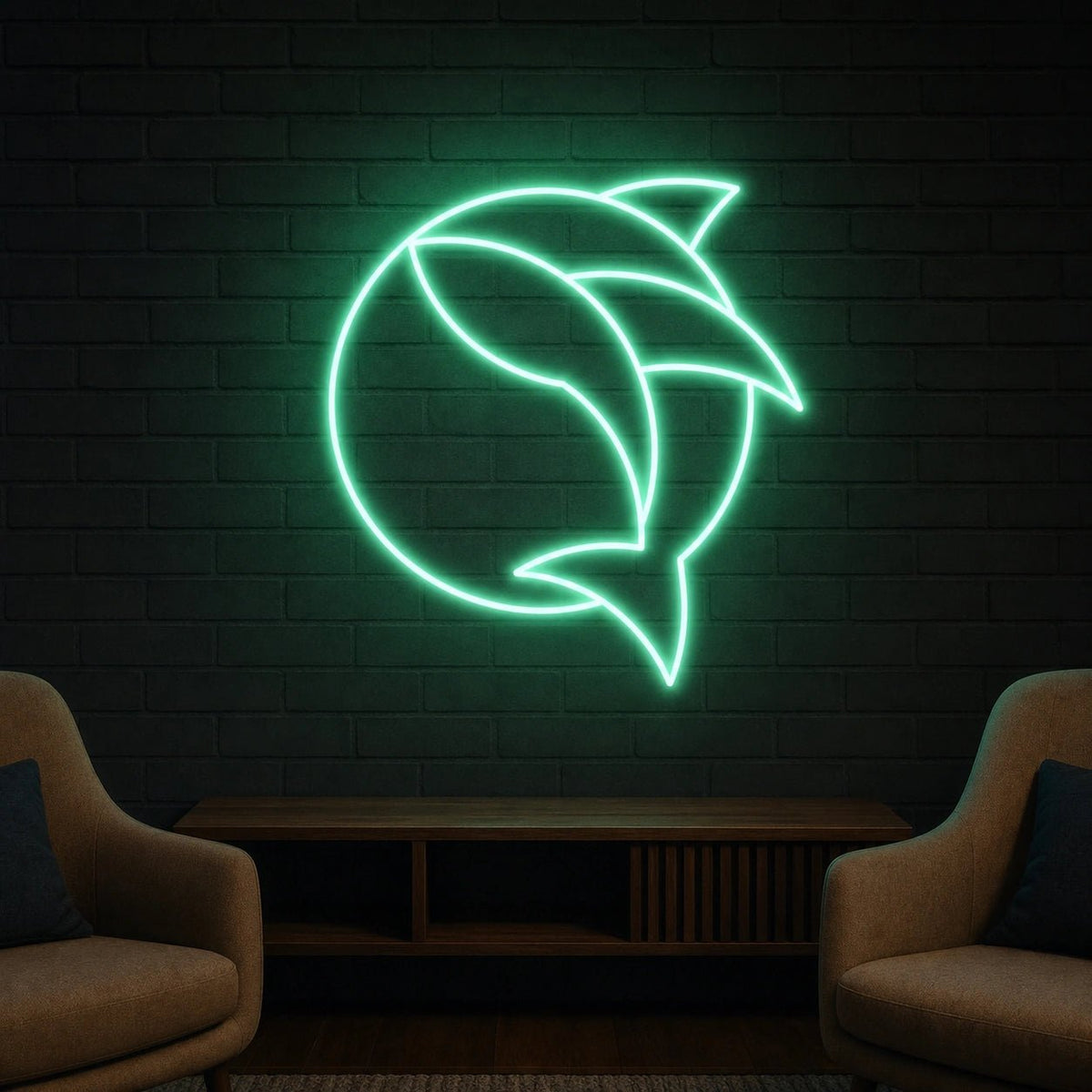 Curved Fish Inside Broken Circle LED Neon Sign Garage Neon Sign - Shineneon