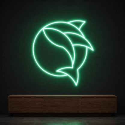 Curved Fish Inside Broken Circle LED Neon Sign Garage Neon Sign - Shineneon