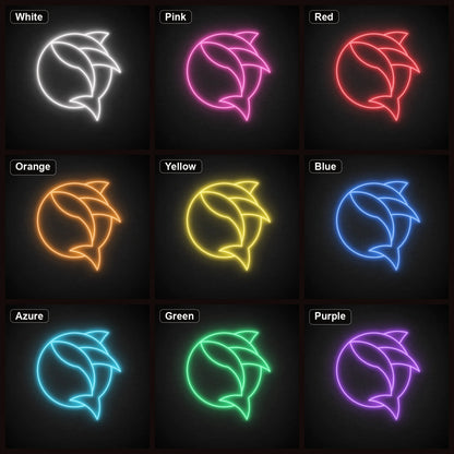 Curved Fish Inside Broken Circle LED Neon Sign Home Bar Wall Decoration color grid