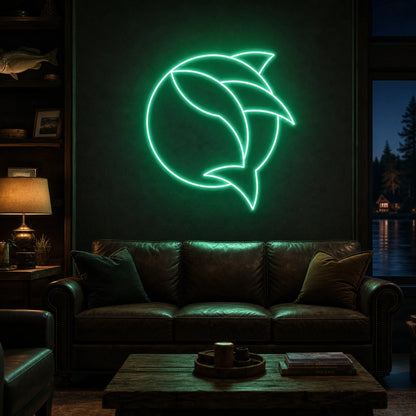 Curved Fish Inside Broken Circle LED Neon Sign Home Garage Wall Decoration high-converting product image