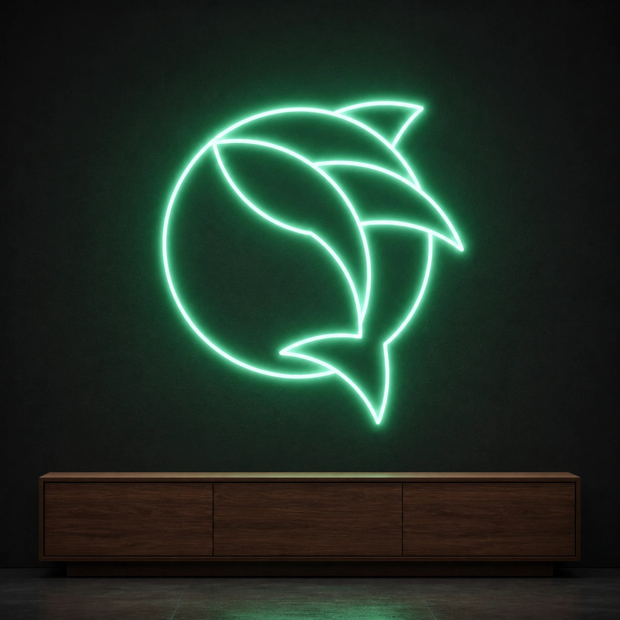 Curved Fish Inside Broken Circle LED Neon Sign Man Cave Neon Sign high-converting product image