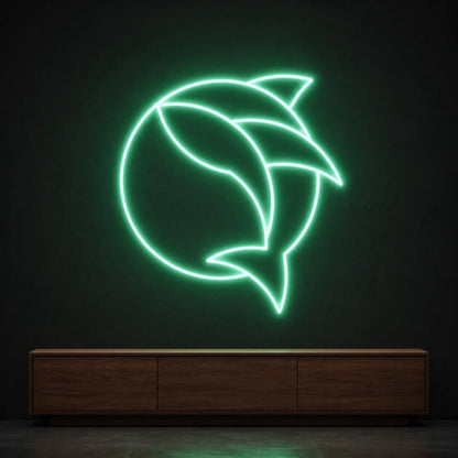 Curved Fish Inside Broken Circle LED Neon Sign Man Cave Neon Sign high-converting product image