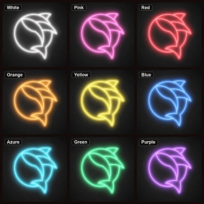 Curved Fish Inside Broken Circle LED Neon Sign Man Cave Neon Sign color grid