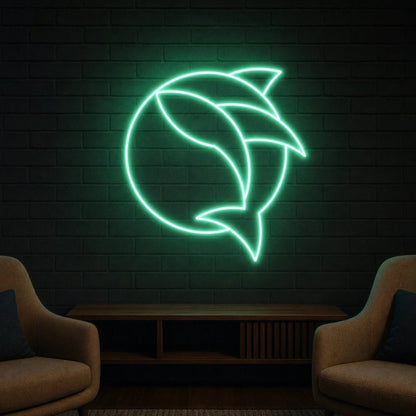 Curved Fish Inside Broken Circle LED Neon Sign Man Cave Neon Sign - Shineneon