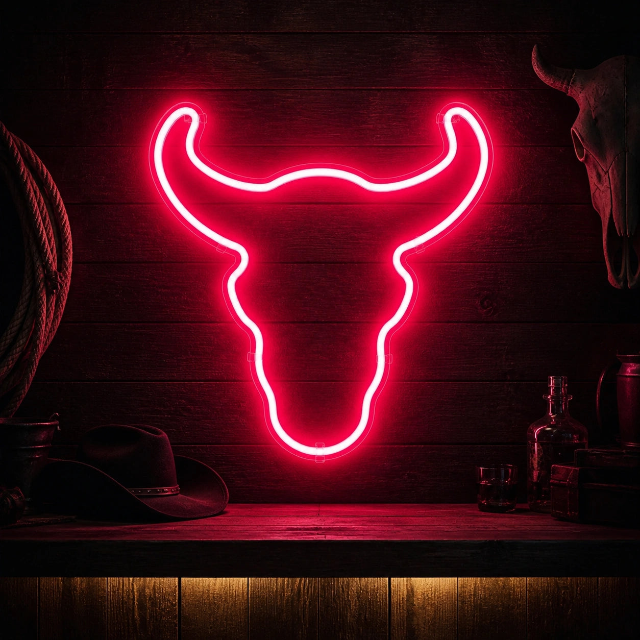 Curved Horn Bull Head Vintage LED Neon Sign high-converting product image