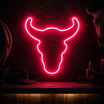 Curved Horn Bull Head Vintage LED Neon Sign high-converting product image