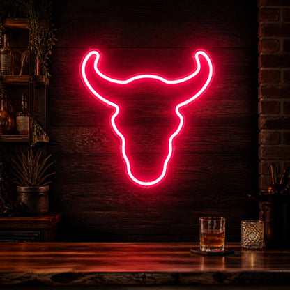 Curved Horn Bull Head Vintage LED Neon Sign real lifestyle scene