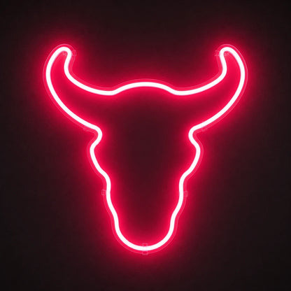 Curved Horn Bull Head Vintage LED Neon Sign main product image