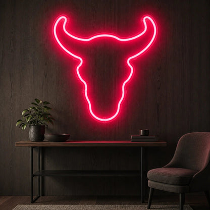 Curved Horn Bull Head Vintage LED Neon Sign - Shineneon
