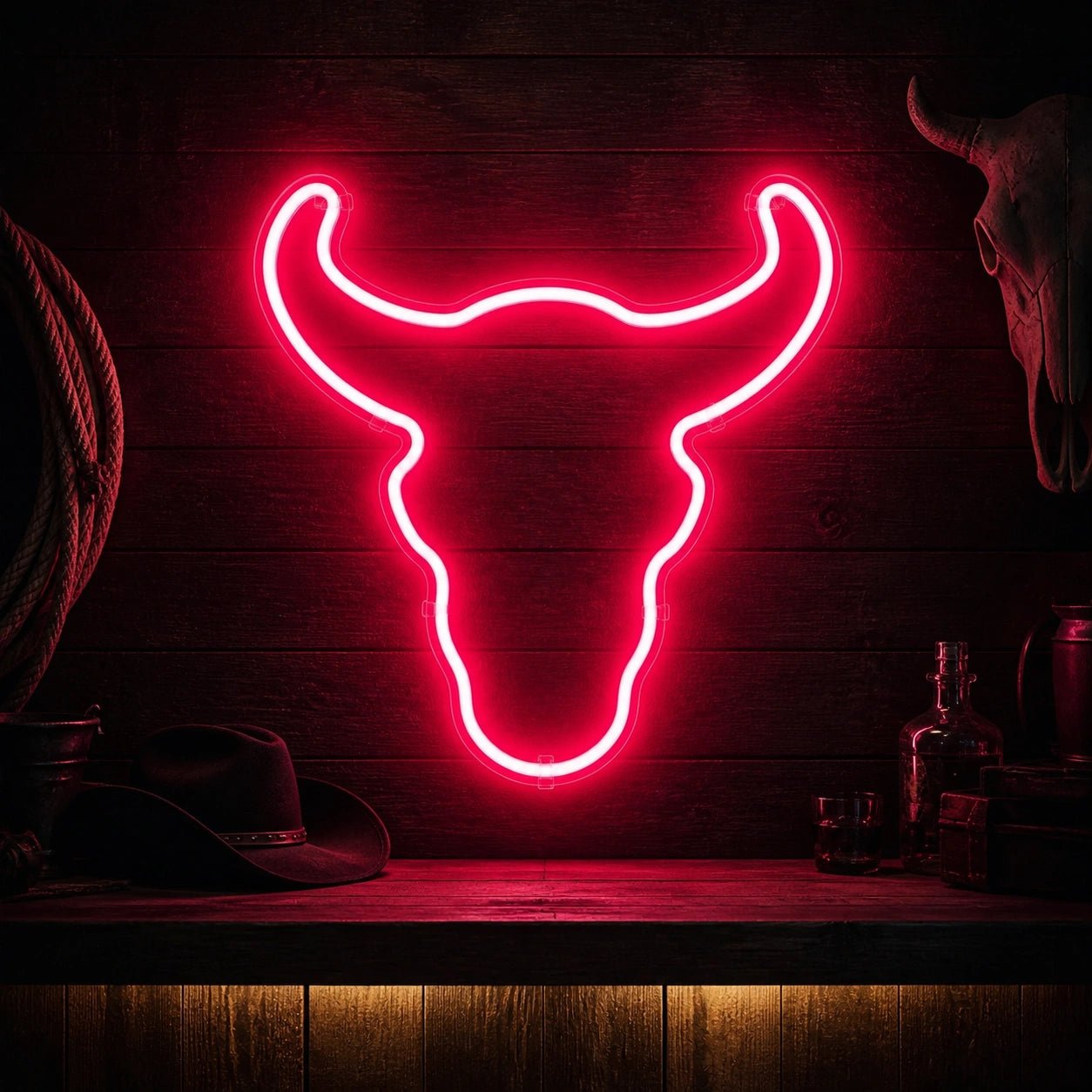 Curved Horn Bull Head Vintage LED Neon Sign - Shineneon