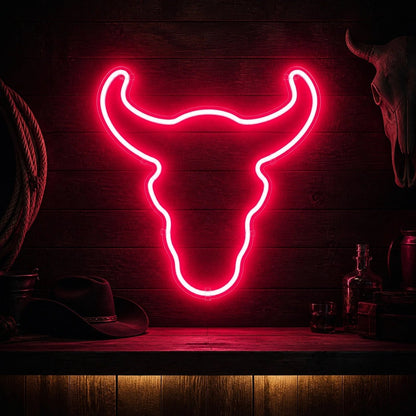 Curved Horn Bull Head Vintage LED Neon Sign - Shineneon