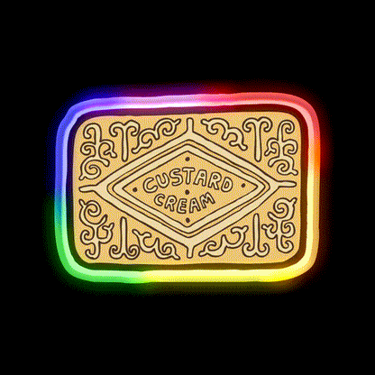 Custard Cream British Biscuit Snack Food Led Neon Sign Rgb Color - LED neon sign close-up detail