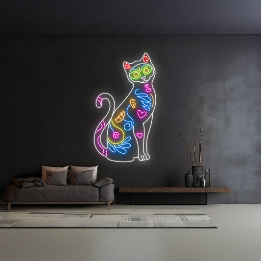 Custom Abstract Cat Neon Sign