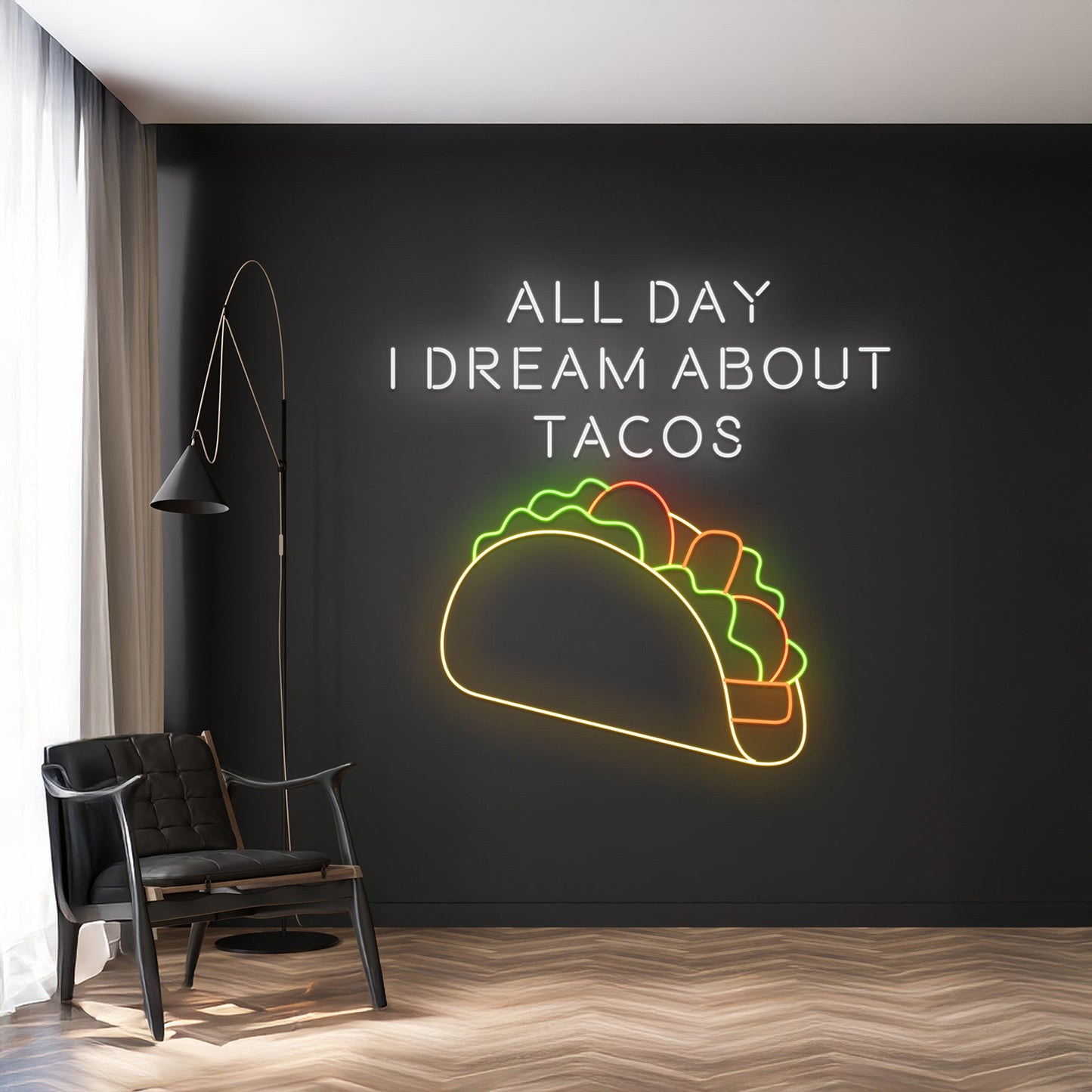 Custom All Day I Dream About Tacos Neon Sign