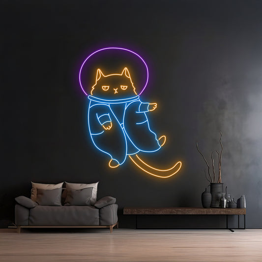 Custom Astronaut Cat In Space Neon Sign