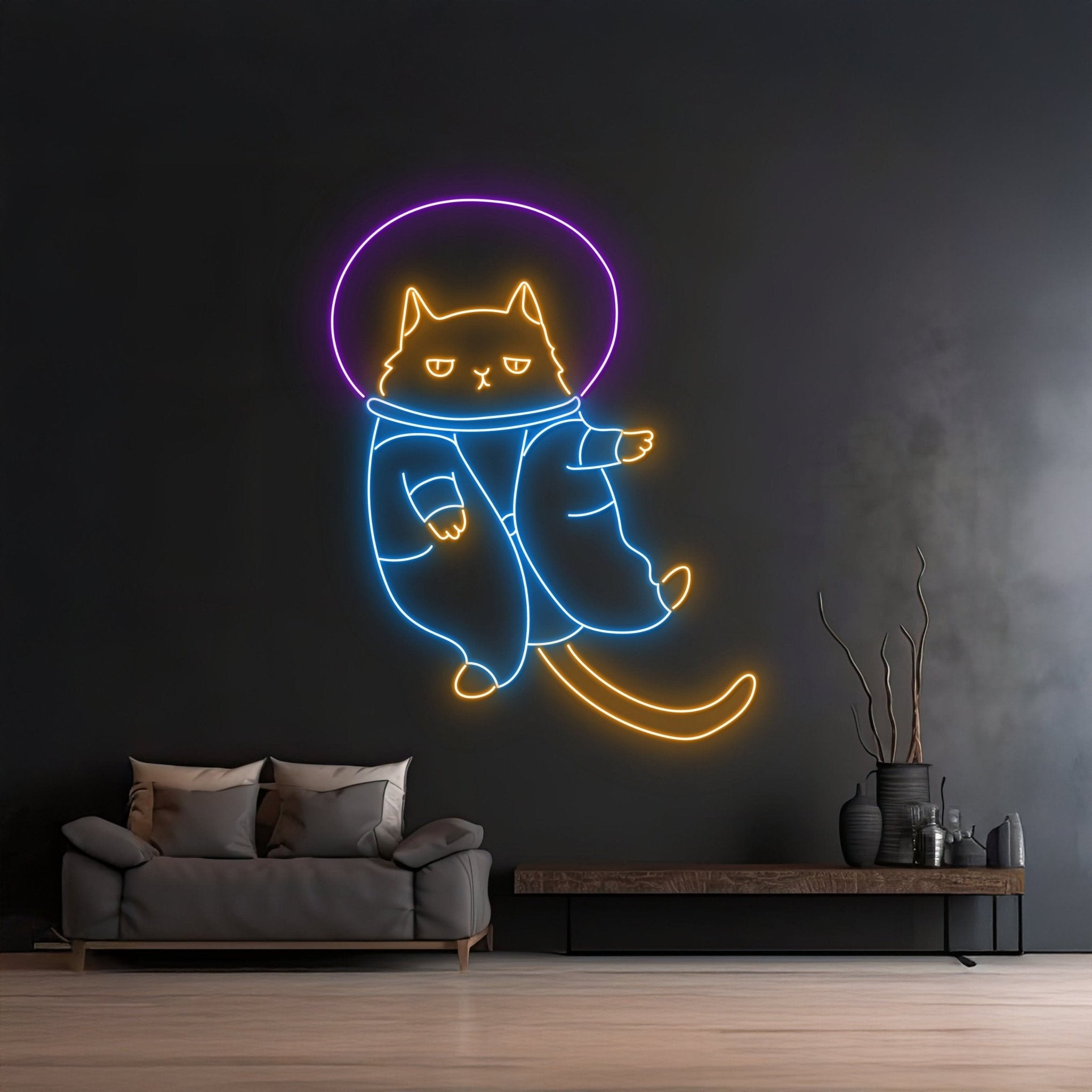 Custom Astronaut Cat In Space Neon Sign - Shineneon