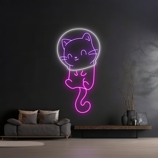 Custom Astronaut Cat Neon Sign