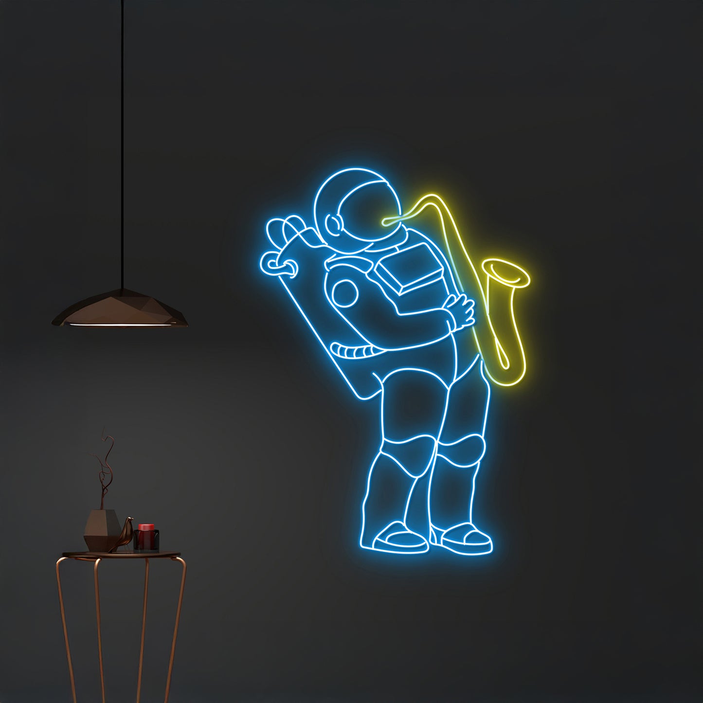 Custom Astronaut Plays Saxophone Neon Sign