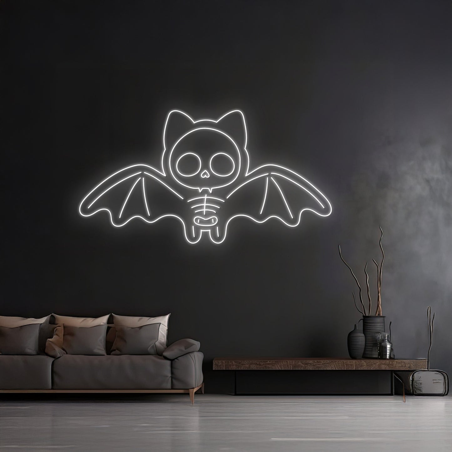 Custom Bat Skeleton Neon Sign