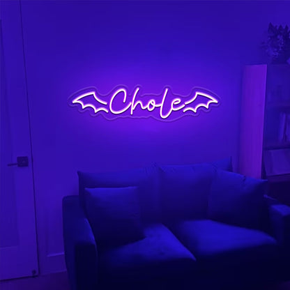 Custom Bat Wing Name Sign Halloween Decor | Shineneon