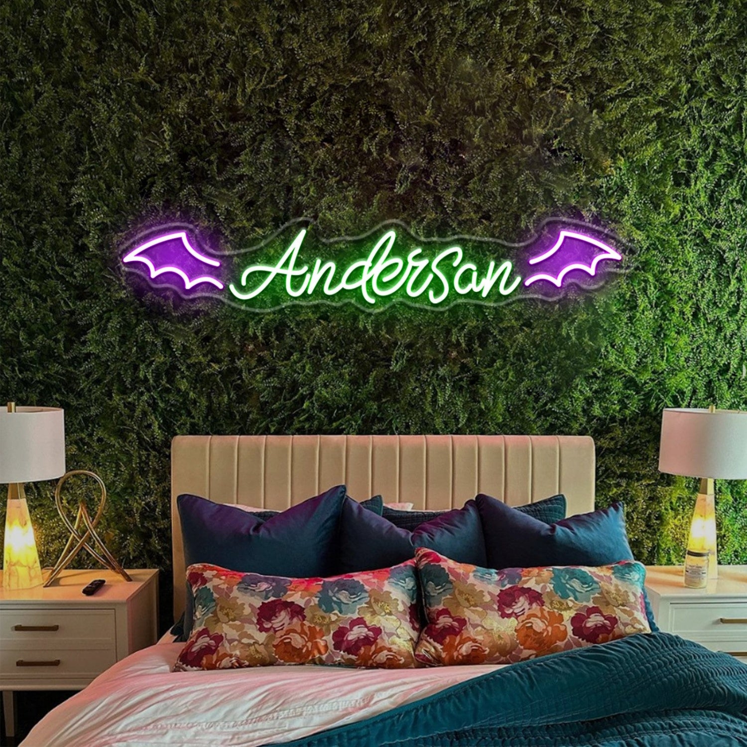 Custom Bat Wing Name Sign Halloween Decor | Shineneon