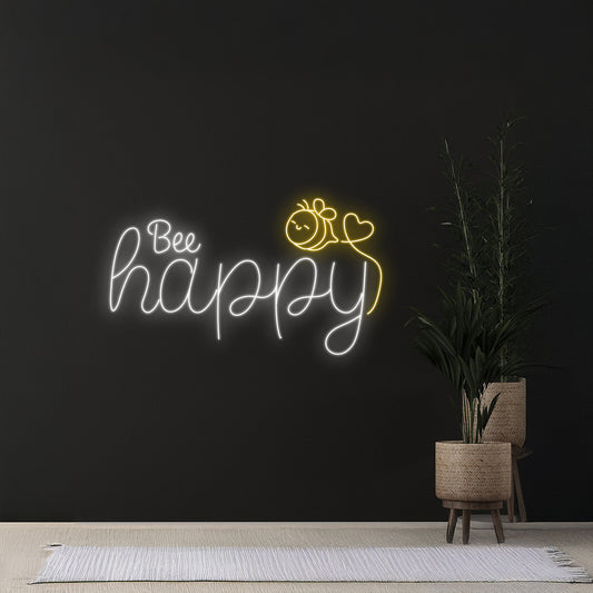 Custom Bee Happy Neon Sign