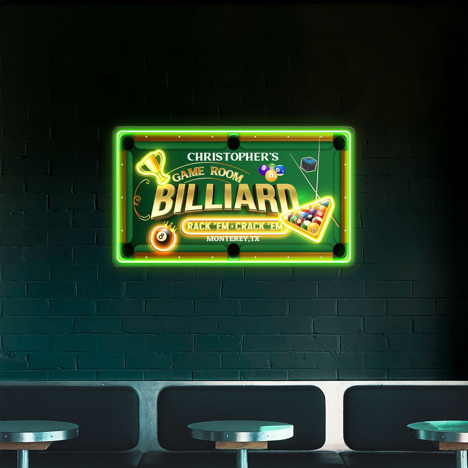 Custom Billiards Game Room Acrylic Led Neon Sign | Shineneon