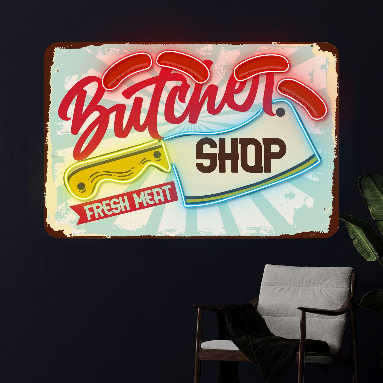 Custom Butcher Shop Decal Printed Acrylic Sign | Shineneon