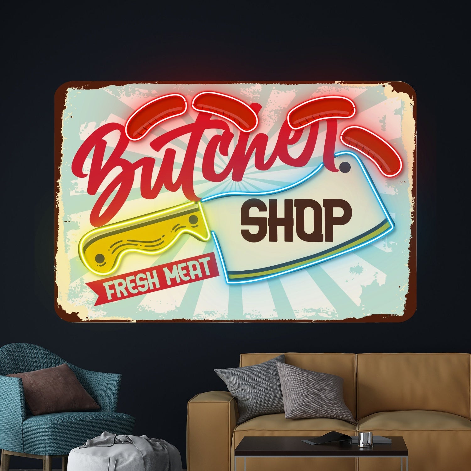 Custom Butcher Shop Decal Printed Acrylic Sign | Shineneon