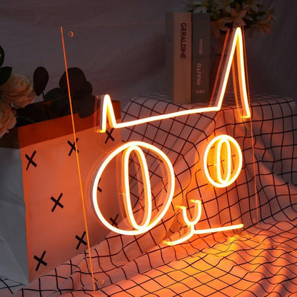 Custom Cartoon Cat Face Warm Yellow Led Neon Sign For Home Decor | Shineneon